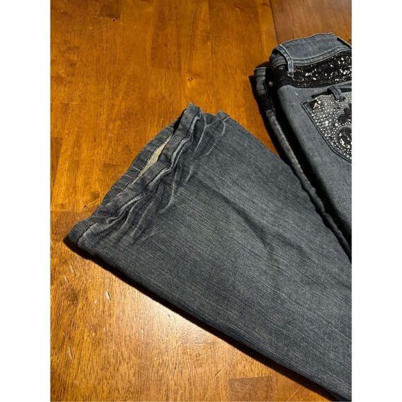 Vtg Y2K House of Dereon Beyoncé Womens Mid Rise Flare Embellished Jeans Size 7/8 - Picture 6 of 15